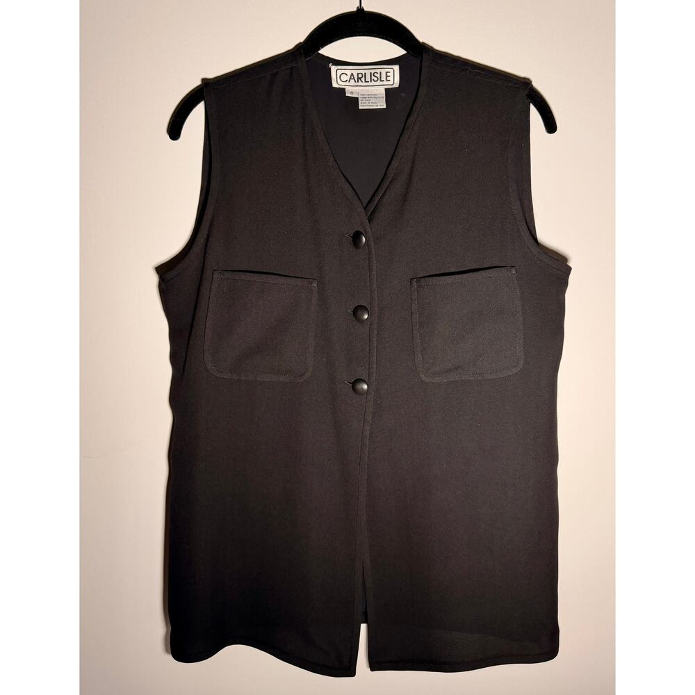 Carlisle Vintage Black Silk Blend V-Neck Button Vest 8